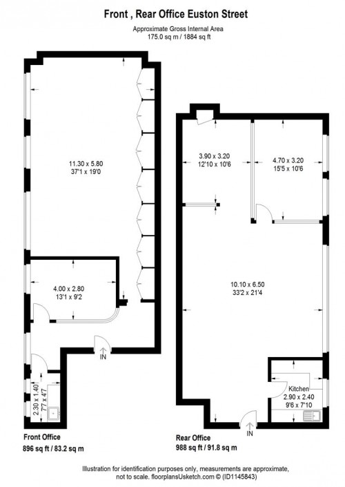 Floorplans For First Floor Offices 105-111 Euston Street, London